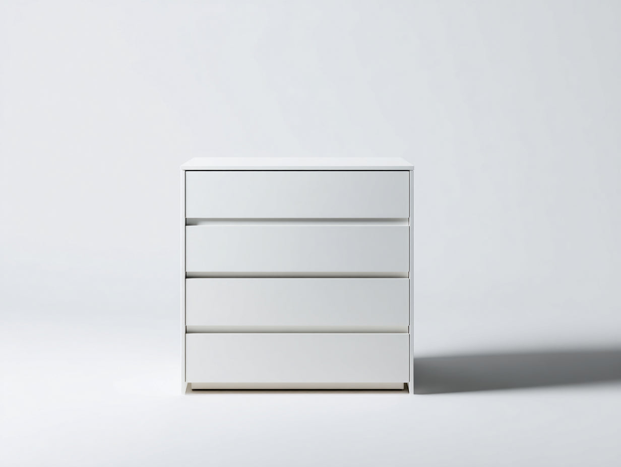 Cómodas de dormitorio melamina 100x45x85 cm - blanco mate - diseño moderno con 4 cajones