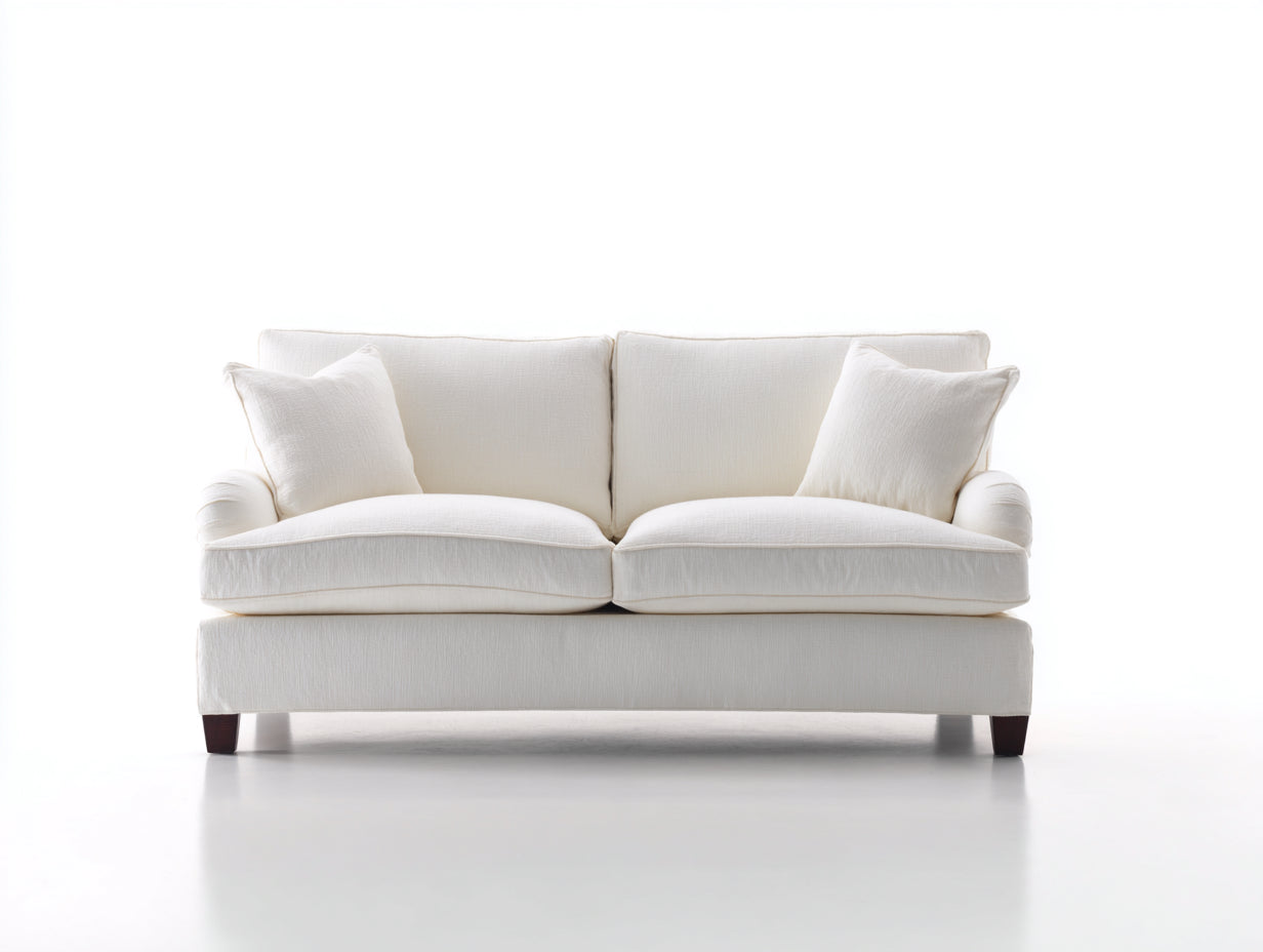 Sofás lineales - Tapizado de tela 185 x 90 x 86 cm - Blanco crema - Para salón - Sofá de 2 plazas con diseño clásico