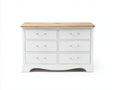 Cómodas de dormitorio melamina y efecto madera 160x45x85 cm - blanco y madera natural - estilo clásico con 6 cajones