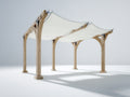 Pérgola de jardín de madera 500x300x260 cm - madera natural y blanco - techo textil ondulado