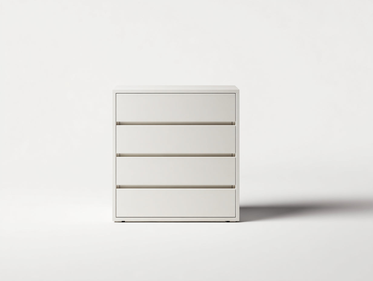 Cómodas de dormitorio melamina 100x45x85 cm - blanco mate - diseño moderno con 4 cajones