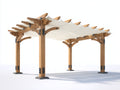 Pérgola de jardín de madera maciza 400x300x250 cm - natural y crema - toldo retráctil