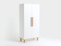 Armarios de dos puertas abatibles - madera manufacturada y madera maciza 90 x 50 x 190 cm - blanco y madera natural - para dormitorio - diseño nórdico con patas elevadas