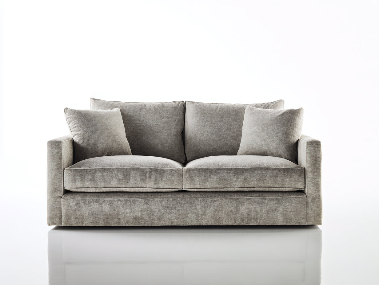 Sofás lineales - Tapizado de tela texturizada 190 x 91 x 84 cm - Gris beige - Para salón - Sofá de 2 plazas de diseño contemporáneo