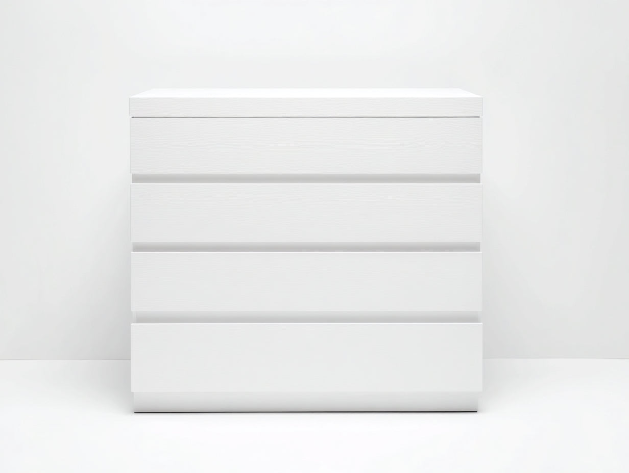 Cómodas de madera de ingeniería 80x40x90 cm - blanco mate - 4 cajones sin tiradores