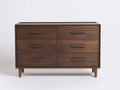 Cómodas de dormitorio melamina efecto nogal 160x45x85 cm - nogal oscuro - diseño moderno con 6 cajones