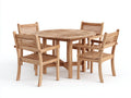 Conjuntos de comedor de jardín de madera 120x120x75 cm - madera natural - mesa redonda con 4 sillones
