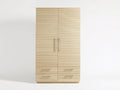 Armarios de madera de ingeniería 100 x 50 x 190 cm - Madera clara - 2 puertas y 4 cajones con frentes acanalados