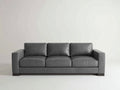 Sofás lineales de 3 plazas piel sintética 230x90x82 cm - gris antracita - diseño moderno con brazos rectos