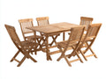 Conjunto de comedor de jardín de madera 160 x 90 x 75 cm - natural - mesa rectangular con 6 sillas plegables - diseño clásico para exterior