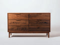 Cómodas de madera 140x45x85 cm - nogal - 6 cajones y patas elevadas