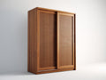 Armarios de madera y ratán 120 x 55 x 180 cm - Marrón natural - 2 puertas correderas de estilo cálido