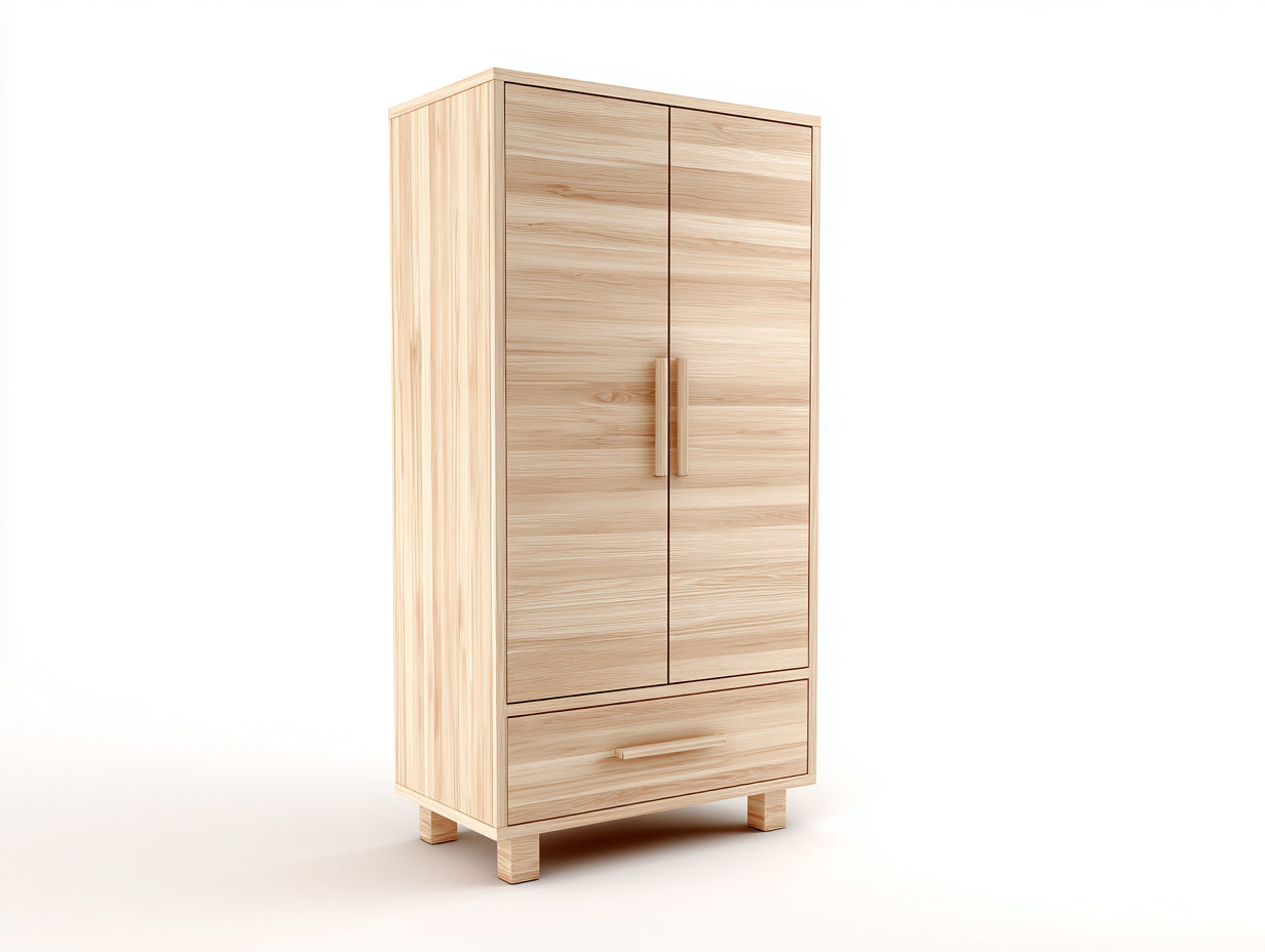 Armarios de dormitorio melamina efecto madera 100x55x180 cm - roble claro - diseño moderno con 2 puertas y 1 cajón