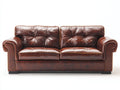 Sofás lineales de 2 plazas en cuero sintético 205x94x90 cm - marrón oscuro - estilo clásico