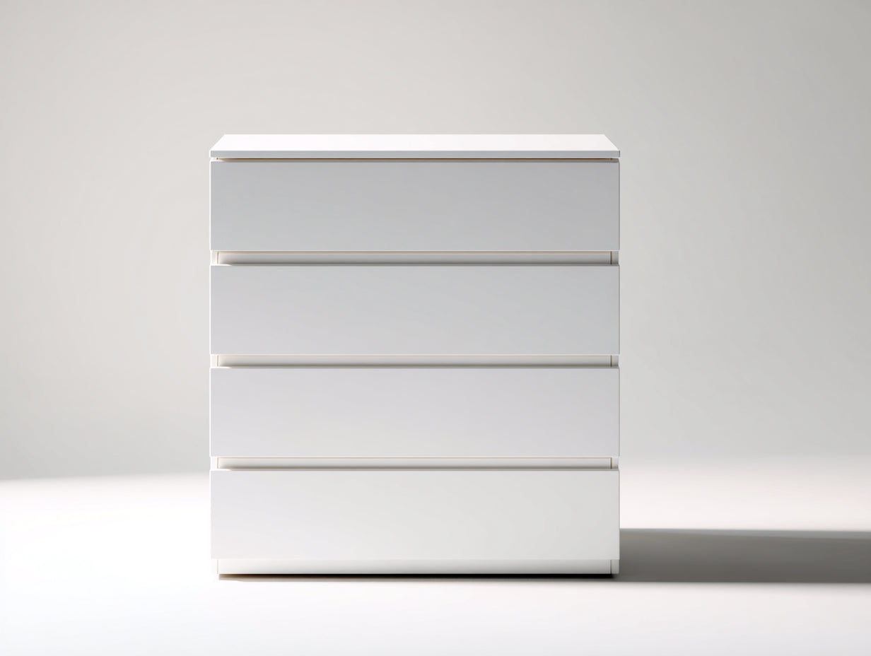 Cómodas de cuatro cajones - madera manufacturada 80 x 40 x 92 cm - blanco - para dormitorio - diseño moderno sin tiradores