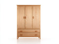 Armarios de tres puertas y dos cajones - madera maciza de pino 145 x 55 x 200 cm - madera natural - para dormitorio - estilo rústico clásico