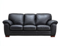 Sofá lineal de 3 plazas tapizado efecto cuero 220 x 96 x 91 cm - negro - asiento acolchado con reposabrazos curvos para salón - estilo clásico