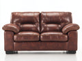 Sofás lineales de 2 plazas piel sintética 190x90x85 cm - marrón oscuro - diseño clásico con costuras decorativas