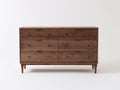 Cómodas de seis cajones - madera maciza 150 x 45 x 95 cm - nogal oscuro - para dormitorio - diseño moderno con patas elevadas