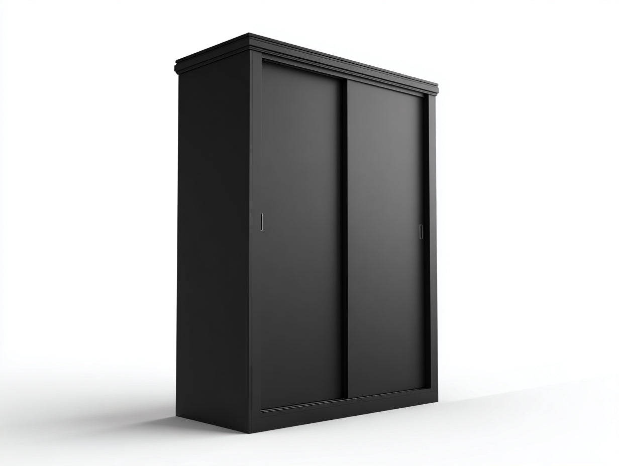 Armarios de madera de ingeniería 120 x 50 x 180 cm - Negro - 2 puertas correderas de estilo clásico
