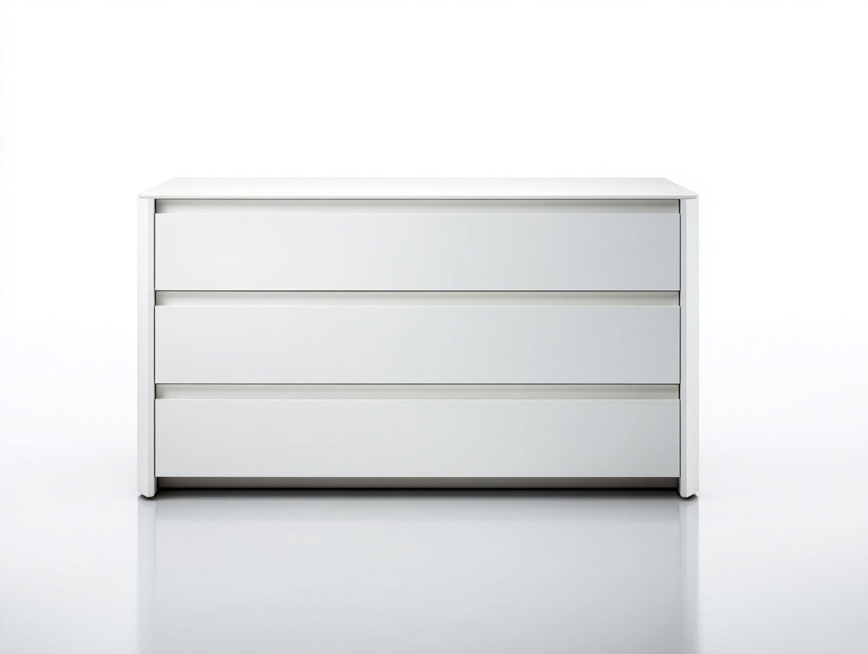 Cómoda de tablero de madera 100 x 42 x 78 cm - blanca - 3 cajones para dormitorio y recibidor - diseño moderno