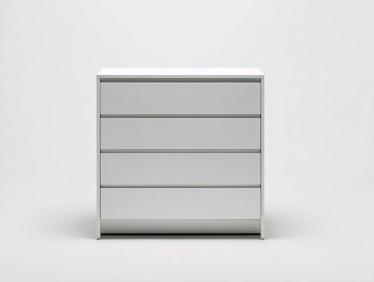 Cómoda de 4 cajones - Madera de ingeniería 80 x 40 x 96 cm - Blanco - Para dormitorio y vestidor - Diseño moderno sin tiradores